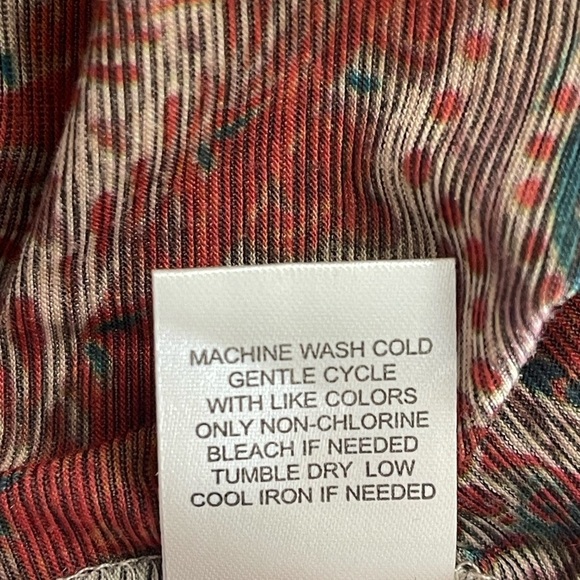 ONE WORLD BEIGE LIGHTWEIGHT CARDIGAN WITH FLORAL PRINT TRIM SZ LG EUC - Picture 11 of 12